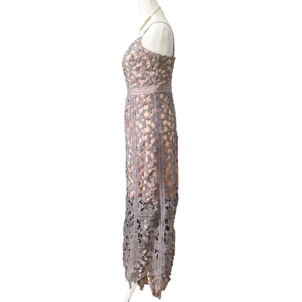 Elliatt Tingle Floral Lace Dress periwinkle nude size small S - Picture 3 of 9
